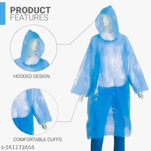 Pack of 2 Unisex Waterproof Raincoat with Hood Cap For Outdoor Travel Portable Suit